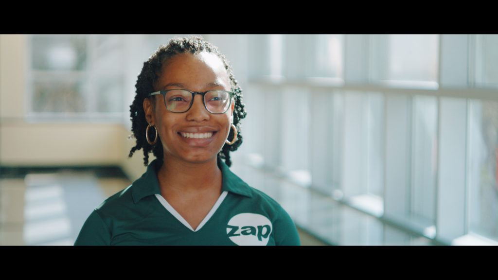 Still of a student in the USF Zimmerman Advertising Program. 