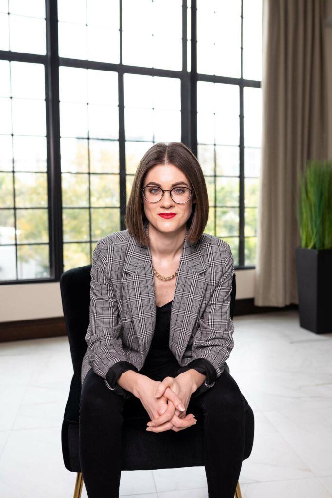 Brand headshot photography in Sarasota Florida woman sitting in a chair