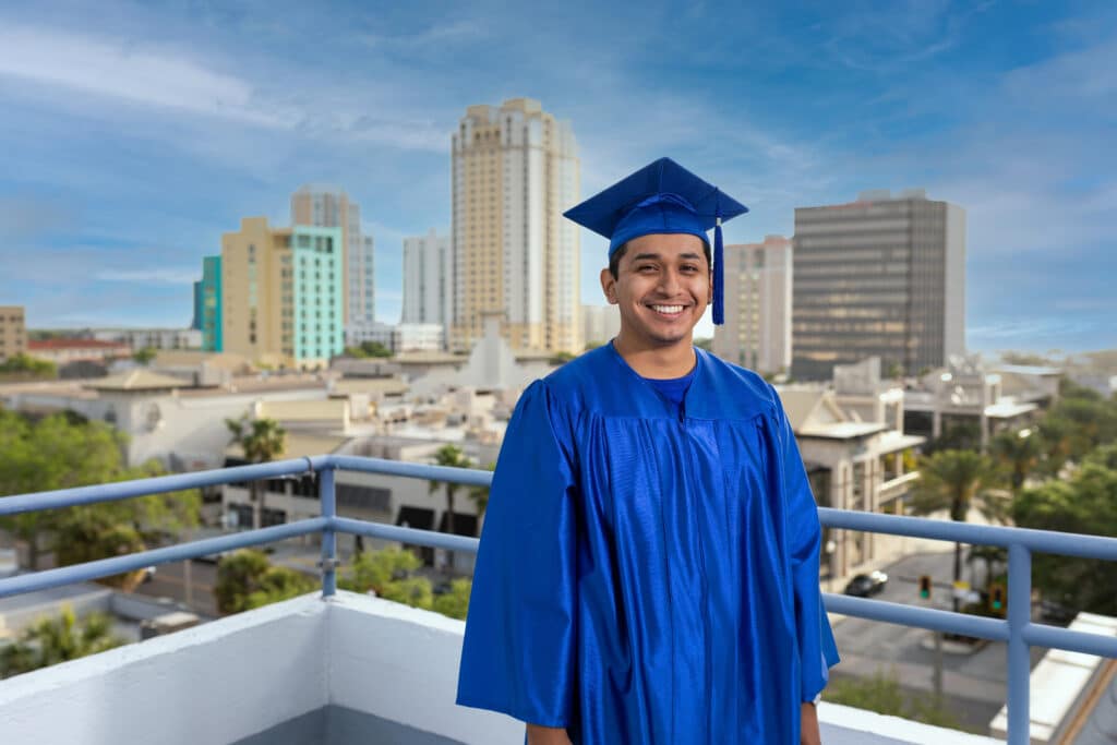 lifestyle brand shoot st petersburg college boy in graduation attire