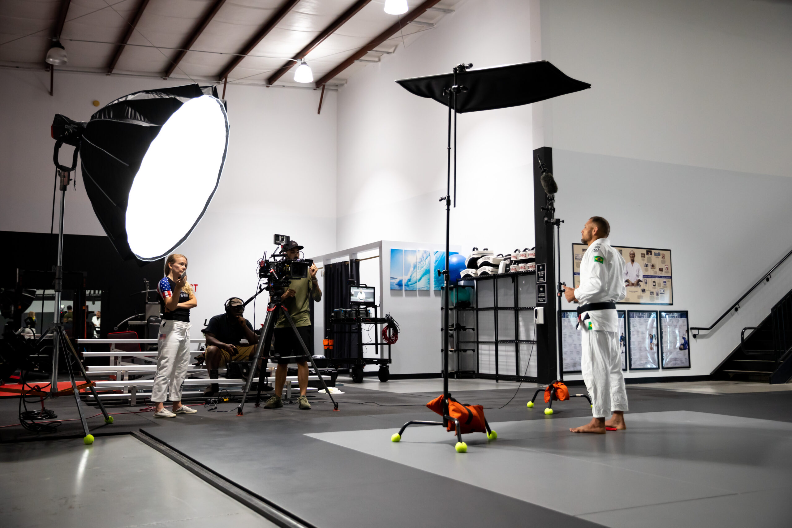 Production crew filming on location for Tampa video production company