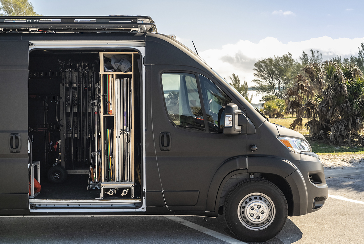 1-ton and 2-ton G&E Production Van showcasing complete grip and electric setup.
